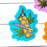 Lighter Sticker • Teal Smiles