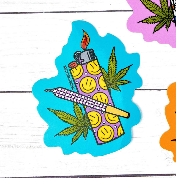 Lighter Sticker • Teal Smiles